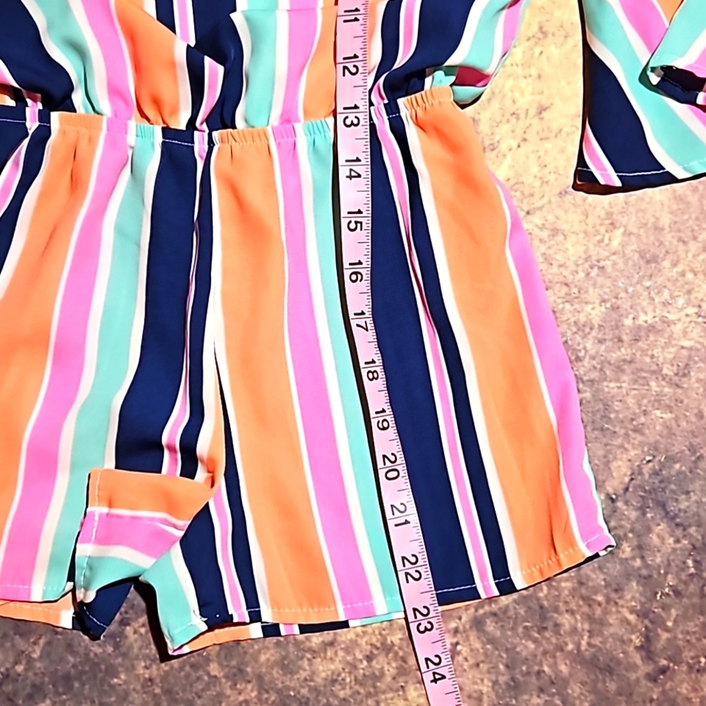 My Michelle | Fun Striped Off Shoulder Romper - Picture 5 of 8